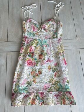 ASTR the Label Floral Eyelet Corset Dress Small